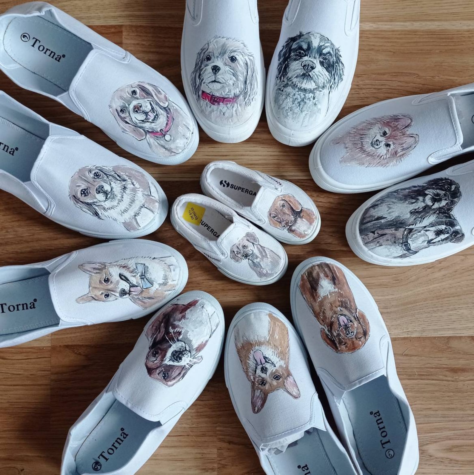 Custom Dog Portrait Hand Painted Shoes With YOUR DOG Custom Etsy