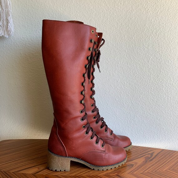 Vintage 70s Lace Up Leather Kinney Boots