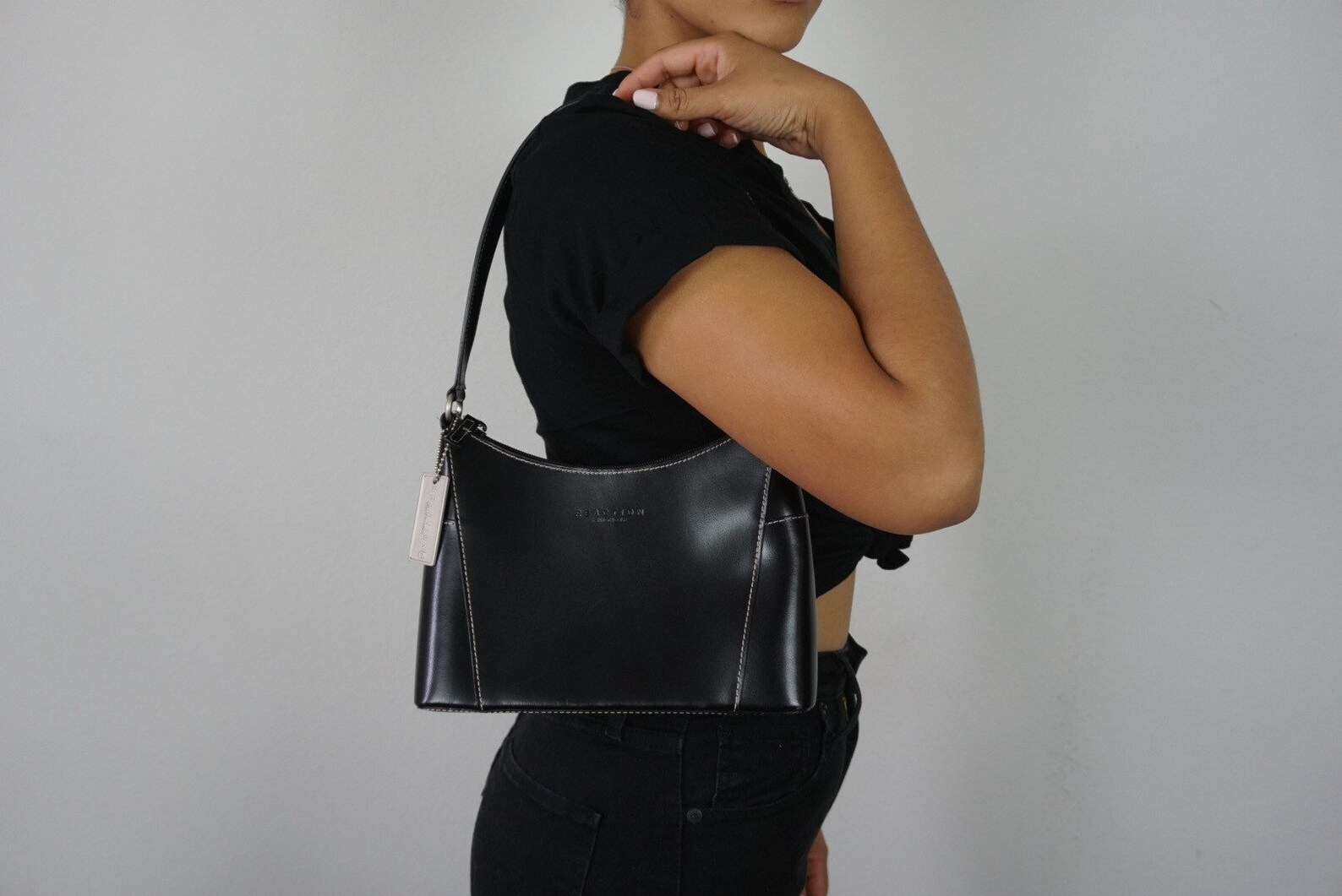 Vintage Y2k Reaction Black Leather Bag | Etsy