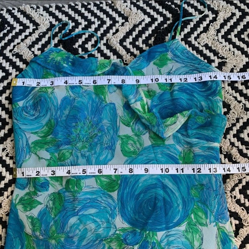 Vintage Mica Blue Floral Ruffle 90s Girly Dress