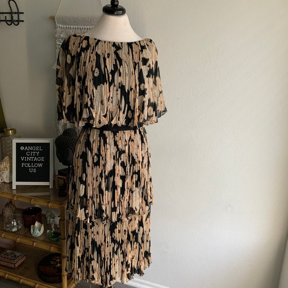Vintage Richilene NY Plisse Chiffon Dress
