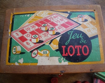 Antique French Loto Game: Vintage Bingo With Wood Numbers 1-90 - Etsy