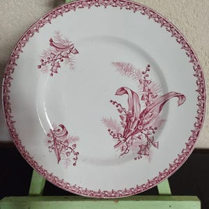 1 french 19th century large round dish , Saint Amand , art nouveau period, antique  french tableware