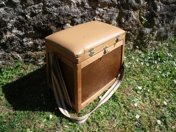 A French Vintage Fishing Seat Box , Storage Fishing Stool , Wood