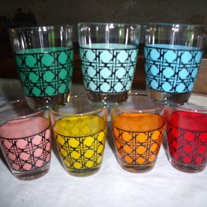 set of 7  60&#39;s french shot glasses , perfect condition