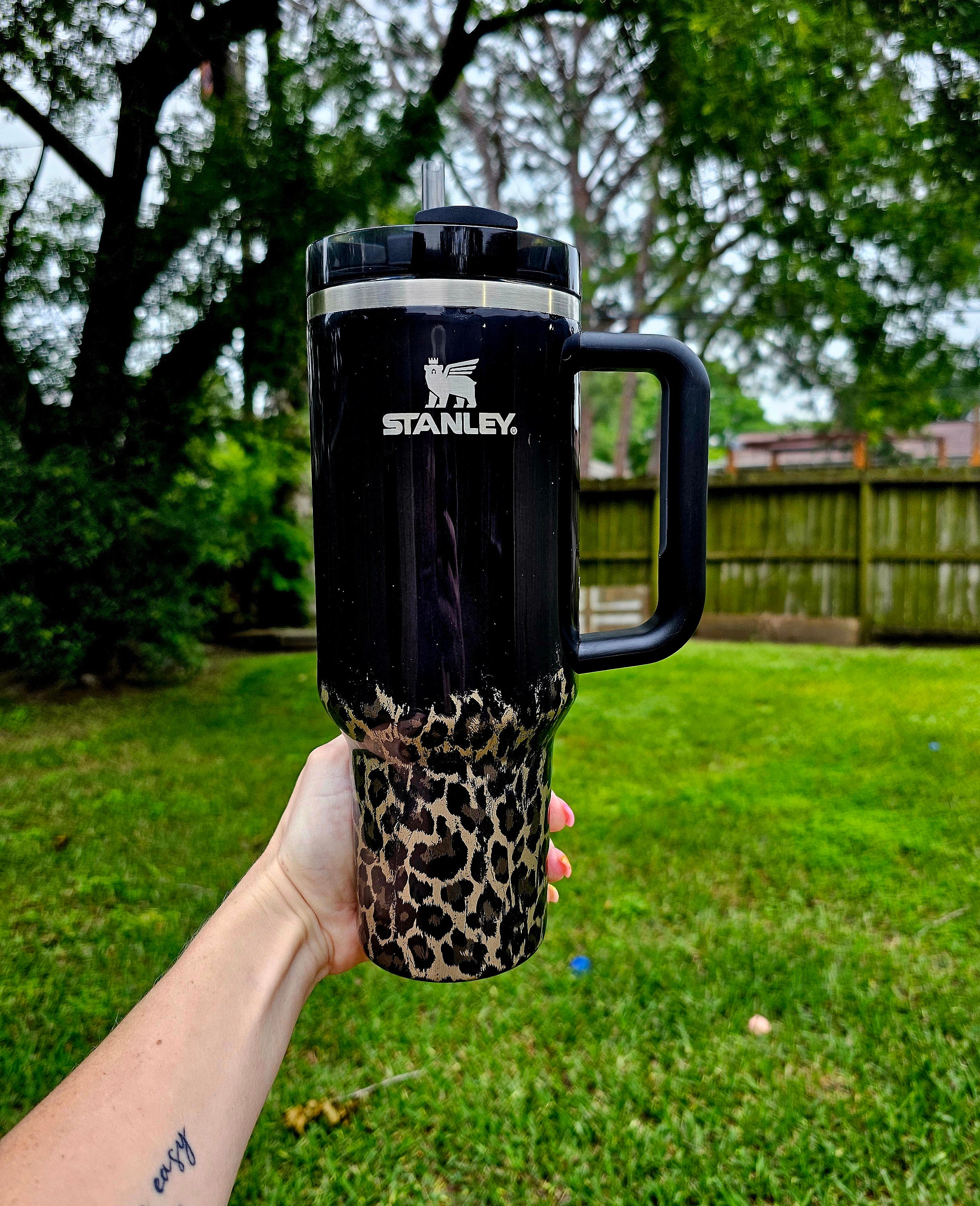 Black Leopard Stanley Tumbler, Leopard Black Stanley, Black