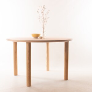 Kobe Round Dining Table // 4 People / Desk / Solid Ash Dowel Legs / Birch Plywood / Forbo Lino // Customise Design Materials image 7