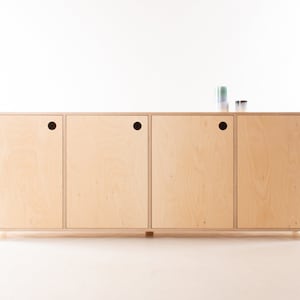 Oslo Wide Sideboard // Console Cabinet / Credenza / Storage Cupboard - Ash Feet / Plinth - Birch Plywood - Customise Design + Materials