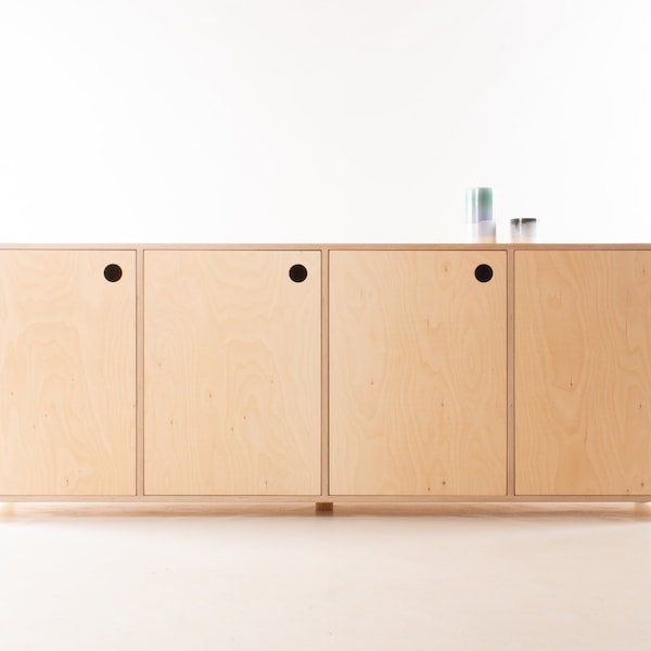 Oslo Wide Sideboard // Console Cabinet / Credenza / Storage Cupboard - Ash Feet / Plinth - Birch Plywood - Customise Design + Materials