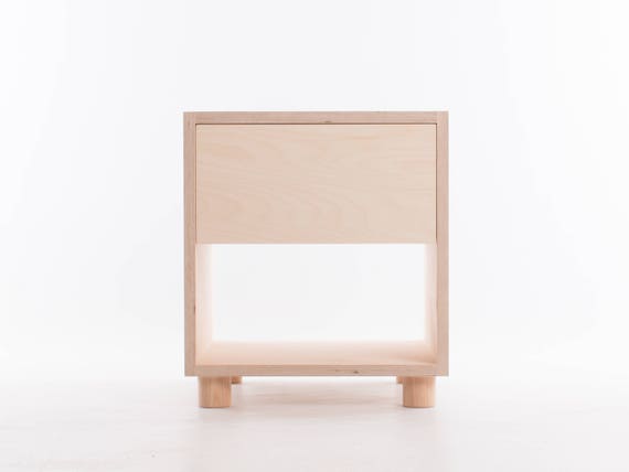Box Side Table With Drawer Bedside Ash Feet Plinth Etsy