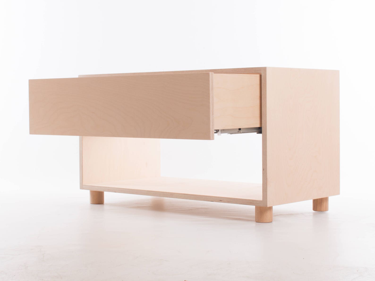 Media Unit With Drawer // Ash Feet / End Grain Plinth / Wheels Etsy