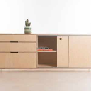 Copenhagen Sideboard / Fernsehtisch / Konsolenschrank - Füße / Sockel / Rollen aus Esche - Birkensperrholz