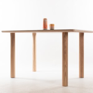 Kobe Dining Table // 2 to 4 People / Desk / Solid Ash Dowel Legs / Birch Plywood / Forbo Lino // Customise Design Materials image 7