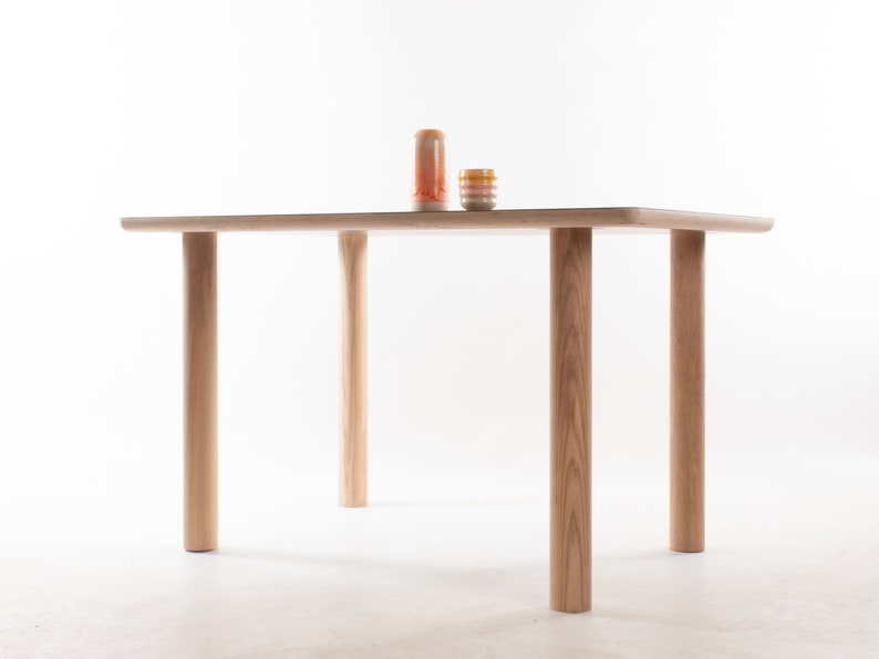 Kobe Dining Table // 2 to 4 People / Desk / Solid Ash Dowel Legs / Birch Plywood / Forbo Lino // Customise Design Materials image 7