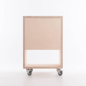 Box A4 Filing Cabinet / Drawer on Ash Feet / End-Grain Plinth / Wheels - Baltic Birch Plywood - Customise Design + Materials