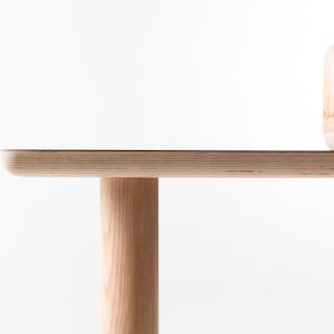 Kobe Dining Table // 2 to 4 People / Desk / Solid Ash Dowel Legs / Birch Plywood / Forbo Lino // Customise Design Materials image 2