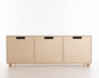 Oslo Low Sideboard // Vinyl Record LP Storage Unit - Ash Feet / Plinth / Wheels - Baltic Birch Plywood - Customise Design + Materials