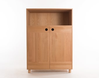 Meiji Oak Cabinet - Ash Feet / Plinth / Wheels - Solid Oak - Customise Design + Materials