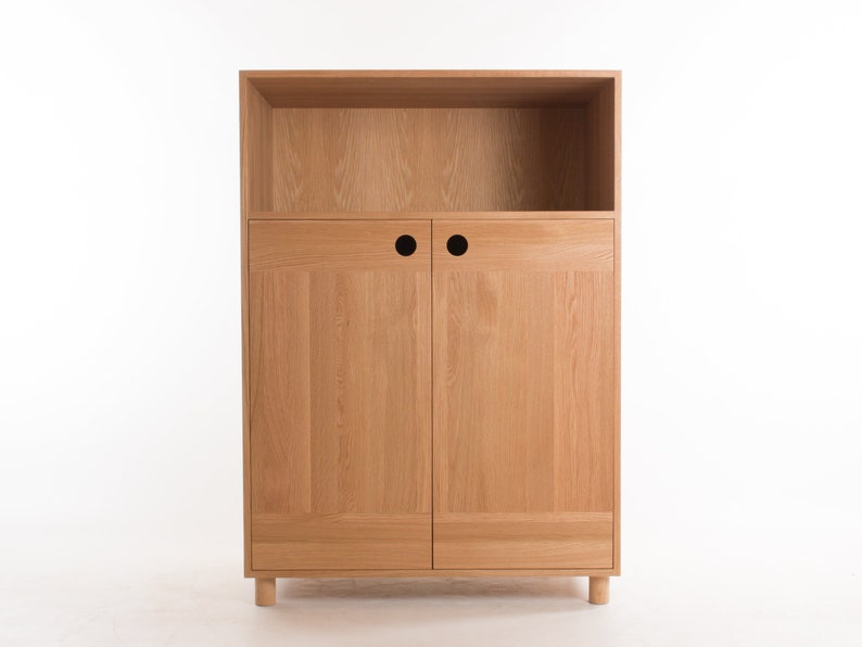 Meiji Oak Cabinet Ash Feet / Plinth / Wheels Solid Oak Customise Design Materials image 1