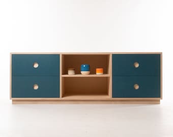 Fuji Sideboard / Console Cabinet / TV Unit / Storage Cupboard - Ash Feet / Plinth / Wheels - Birch Plywood - Customise Design + Materials