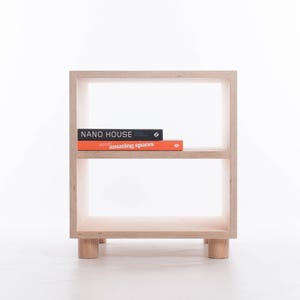 Box Side Table with Shelf on Ash Feet / Plywood Plinth / Wheels - Baltic Birch Plywood - Customise Design + Materials