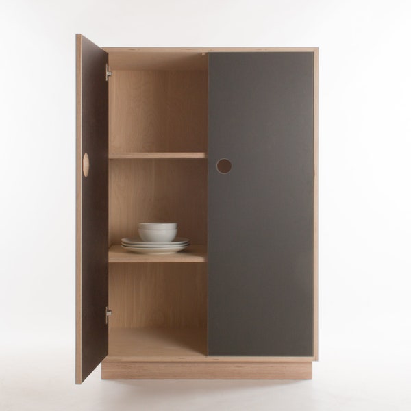 Osaka Forbo Cabinet / Wardrobe - Ash Feet / Plinth / Wheels - Baltic Birch Plywood / Forbo Lino / Laminate - Customise Design + Materials
