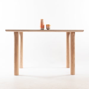 Kobe Dining Table // 2 to 4 People / Desk / Solid Ash Dowel Legs / Birch Plywood / Forbo Lino // Customise Design Materials image 4