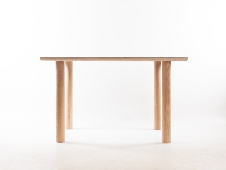 Kobe Dining Table // 2 to 4 People / Desk / Solid Ash Dowel Legs / Birch Plywood / Forbo Lino // Customise Design Materials image 6