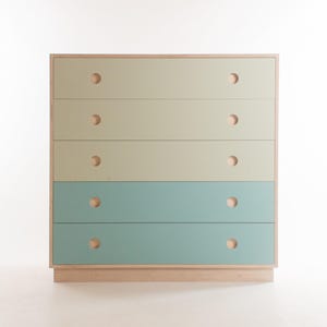 Malmo Wide (Forbo) Chest of Drawers #5 // Laminated Lino Fronts - Solid Wood Throughout - Soft Close Runners - Customise Design + Materials