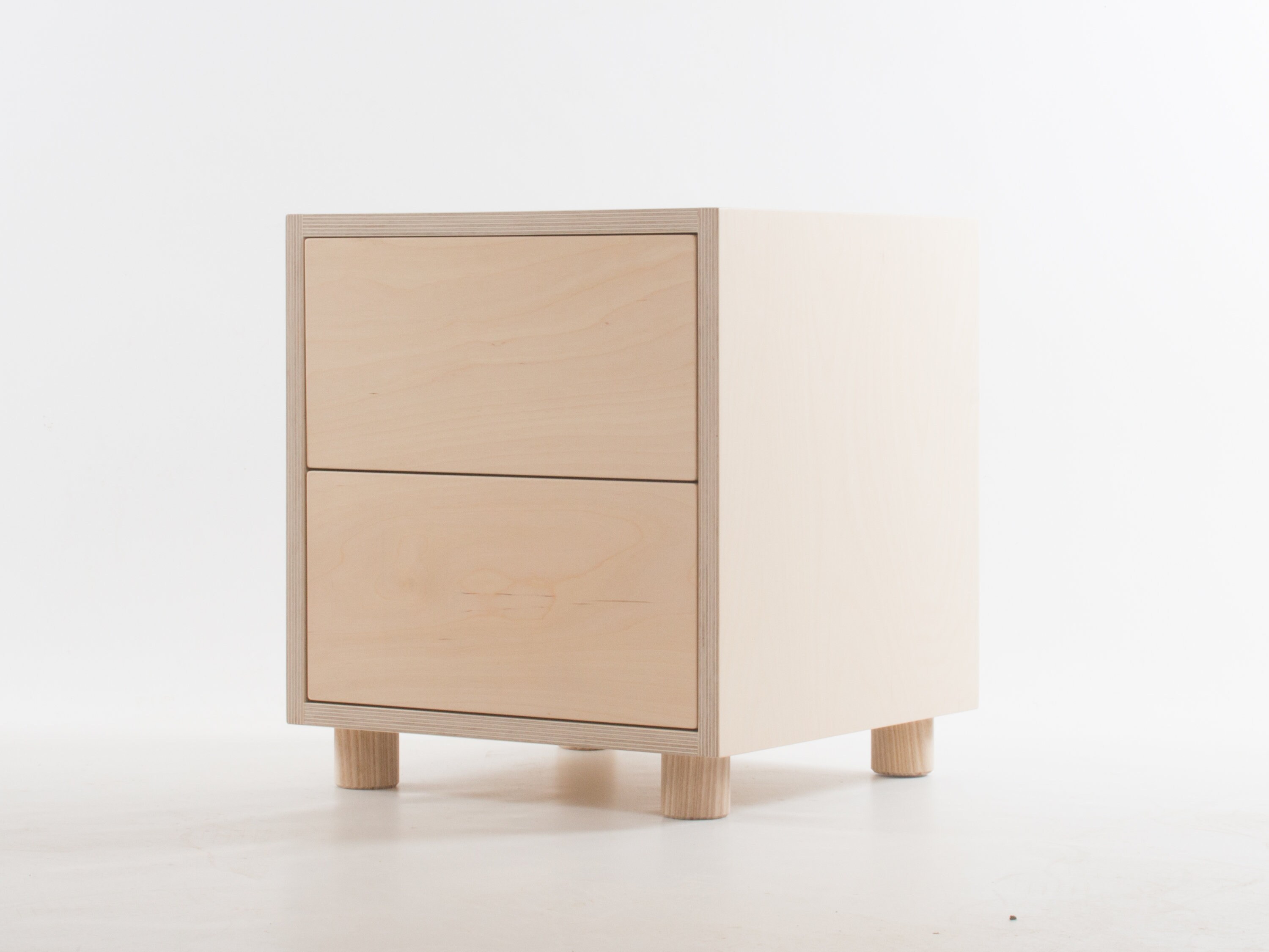 Box Side / Bedside Table with Double Drawers // Ash Feet / Etsy