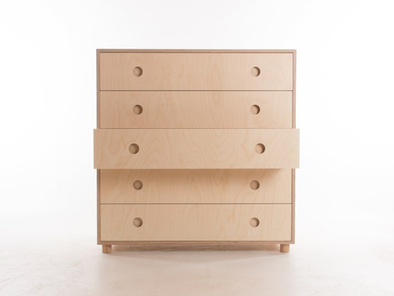 Malmo Wide Chest of Drawers Birch Plywood Solid Wood Throughout