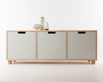 Oslo Forbo Low Sideboard / Console Cabinet / TV Unit / Storage - Ash Feet / Plinth / Wheels - Birch Plywood - Customise Design + Materials