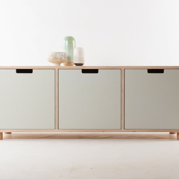 Oslo Forbo Low Sideboard / Console Cabinet / TV Unit / Storage - Ash Feet / Plinth / Wheels - Birch Plywood - Customise Design + Materials