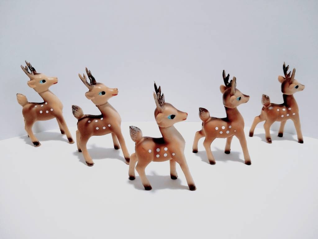 Rubber Reindeer Figurines Vintage Reindeer 50s 60s Christmas | Etsy