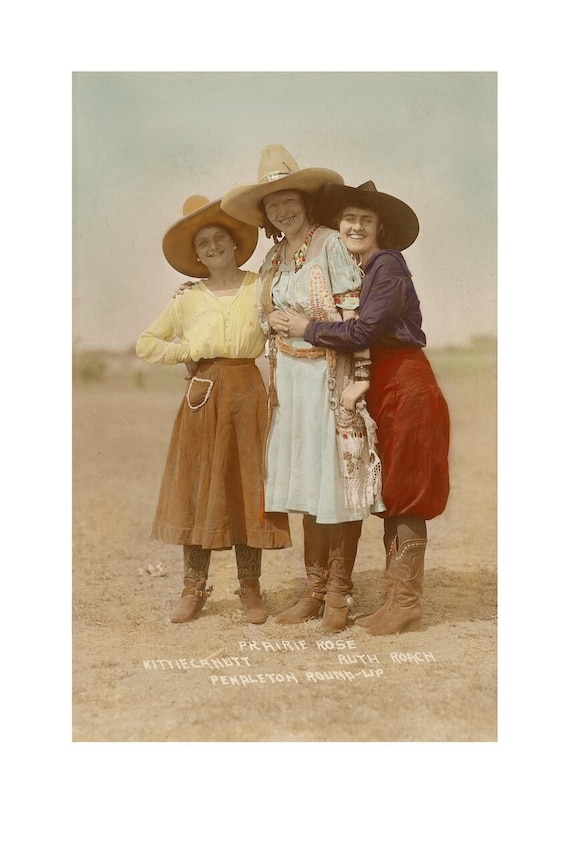 Pendleton Roundup Cowgirls, Hand Colored Ca. 1920 - Etsy
