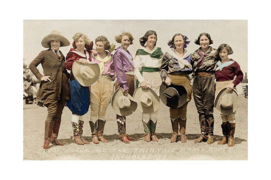 Cowgirls at the Triangle Ranch Rodeo, Hand Colored & Restored - Etsy