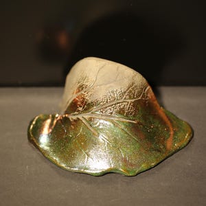 Raku Rhubarb Toad House – “Woodland Copper” – One-of-a-Kind Iridescent Copper & Green Pottery – Small Raw Edge