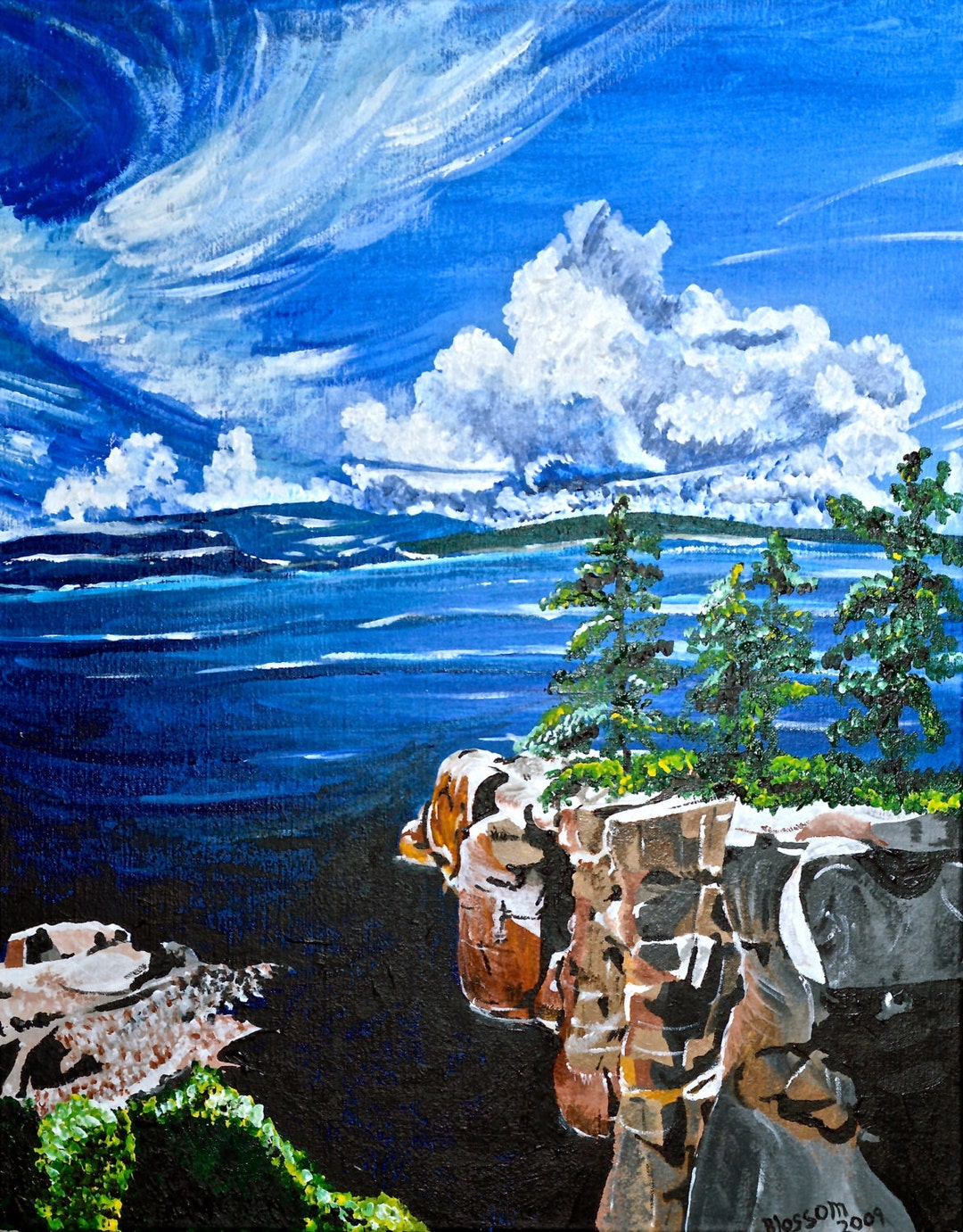 Original Landscape Painting Titled View From A Cliff Acrylic on Canvas ...