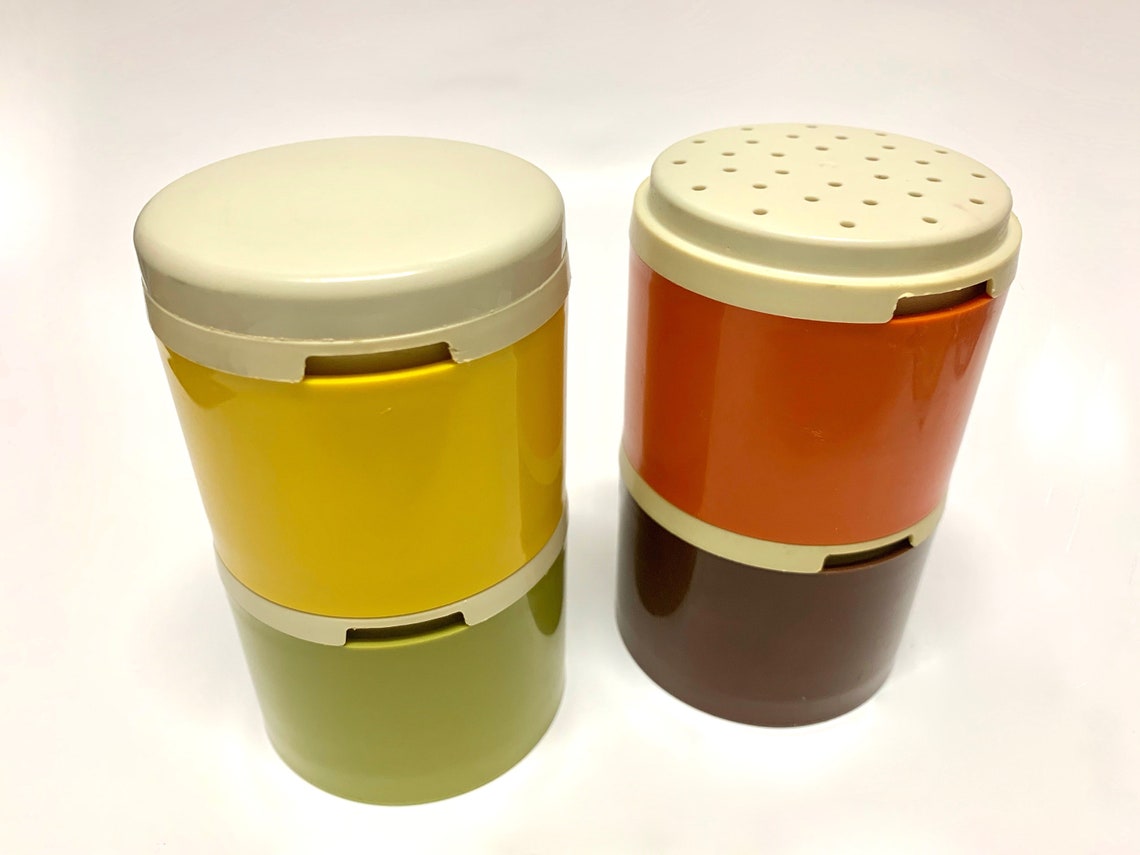 4 Vintage Tupperware Stacking Spice Jar Containers Stackable Etsy
