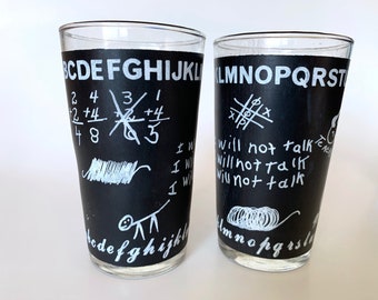 Vintage 1950s Teacher Drinking Glasses Set of 2 Mid Century Glassware