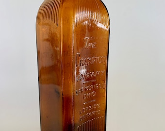 Vintage Amber Glass Bottle – 1940s Champion Embalming Bottle, Apothecary Medical Collectible, Oddities Decor