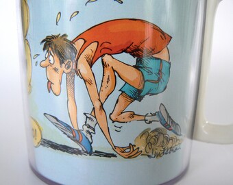 Vintage 1981 Cartoon Runner Coffee Mug - Thermo-Temp Plastic