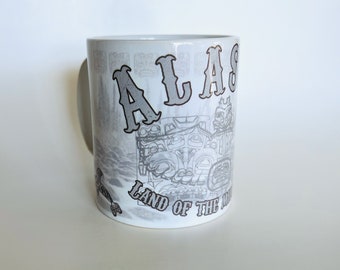 Vintage Alaska Souvenir Mug – Land of the Midnight Sun – Retro Travel Collectible Coffee Cup