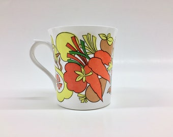 1960s Rosina Covent Garden Vegetable Mug – Vintage Coffee Tea Cup English Bone China