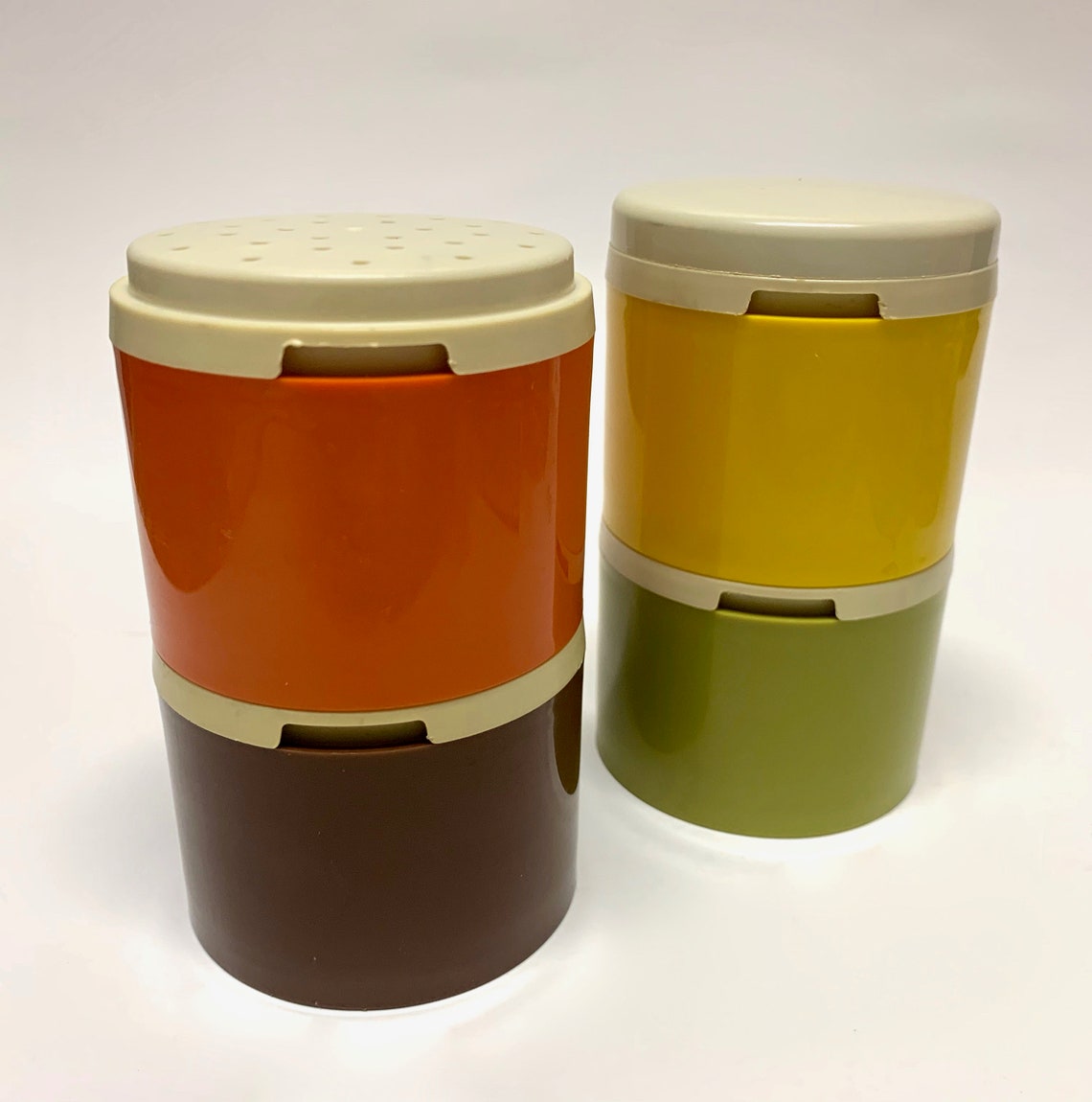 4 Vintage Tupperware Stacking Spice Jar Containers Stackable Etsy