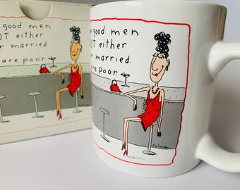 Vintage 1980s Novelty Coffee Mug: Funny Single Woman Quote NIB