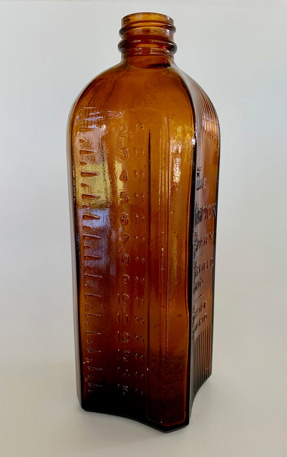 Vintage Amber Glass Bottle 