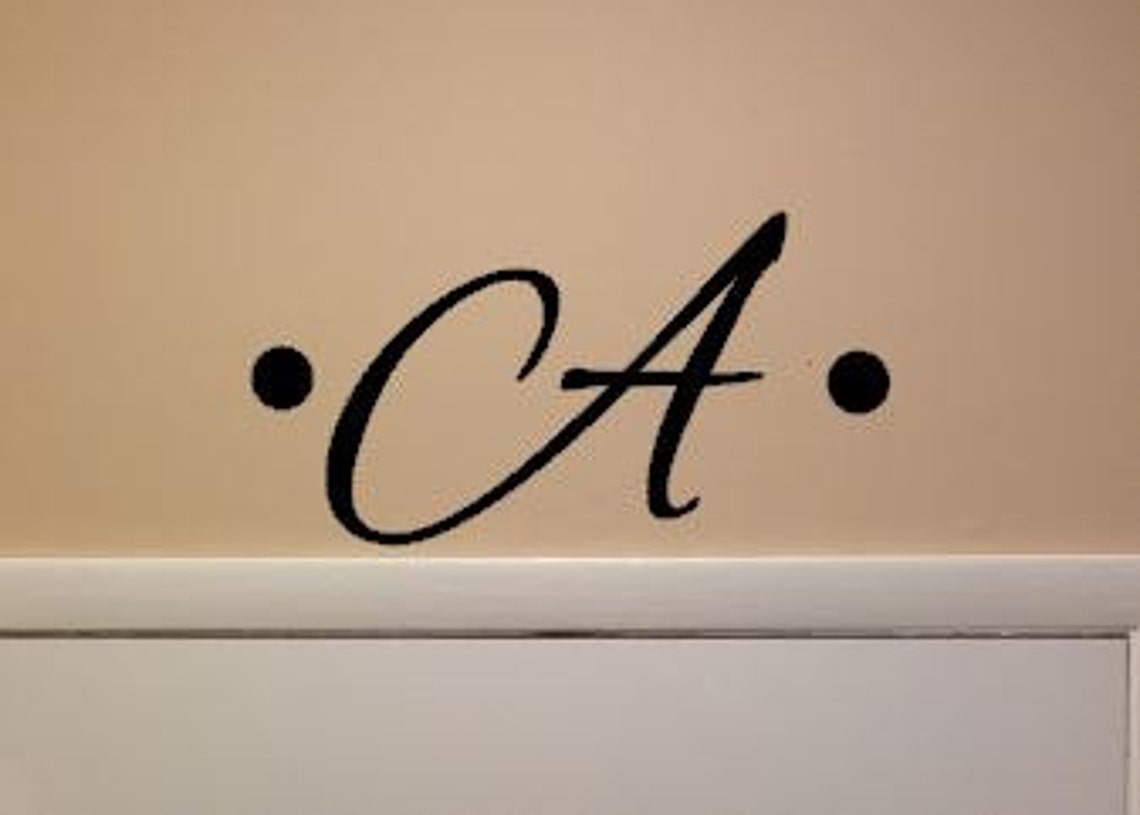 Initial Monogram Wall Sticker Letter Decal Living Room Etsy