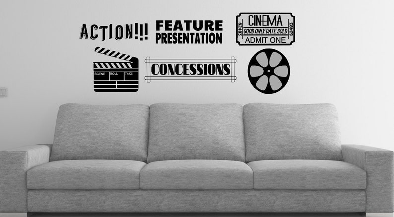 Home Theater Wall Decal Set Theater Room Decor Movie Etsy