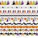 Cute Halloween Borders Clipart, Halloween digital ribbons, Bunting Banners. Pumpkin, skull, spider web, ghost. Orange, Black, Purple, Green